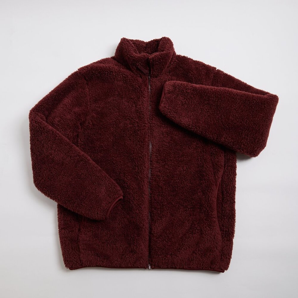 Uniqlo Super Soft Men's Fluffy Yarn Fleece Full-Zip Jacket | Wine | Small
